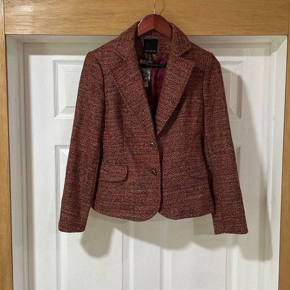 The Limited Women’s Blazer Tweed Wool Blend Long Sleeve Rust Orange Brown Size 4 - Picture 2 of 11